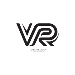 Letter V R creative line art unique shape logo