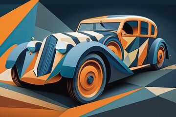 Illustration of stylized cars with bold colors – Art Created with generative AI technology
