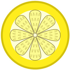 Symbolic representation of half a yellow lemon with peel