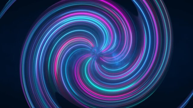 Abstract purple and blue multicolored glowing bright twisted swirling lines abstract background. Video 4k, motion design