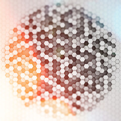 Abstract futuristic surface hexagon pattern with colorful  light. 3D Rendering. Realistic geometric mesh cells texture. - 579501059