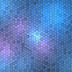 Abstract futuristic surface hexagon pattern with colorful  light. 3D Rendering. Realistic geometric mesh cells texture. - 579501295