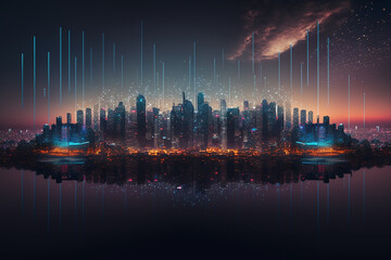 Skyline of digital city. generative AI