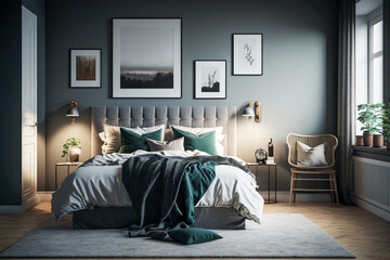 Illustration of modern bedroom. Ai generated illustration