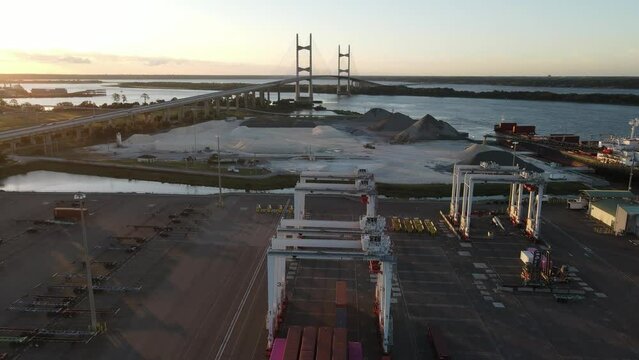 Aerial view of the Dames Point Bridge. 