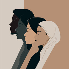 the beauty of ethnic racial and religious diversity, minimalist vector illustration