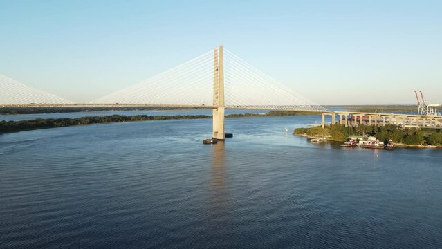 Aerial view of the Dames Point Bridge. 