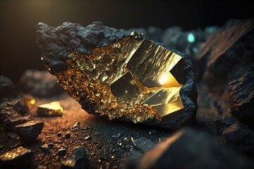 Gemstone, ore, mine, diamond, gold, tourmaline, ruby, generative ai
