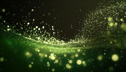 Fototapeta na wymiar Organic 3D motion swirling and falling particle glitter art in green. Created using Generative AI.