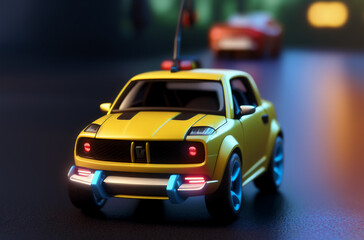 Fototapeta na wymiar Toy car. Small modern automobile. Generative AI.
