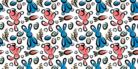 Linear Pattern with bunnies and carrots for Easter
