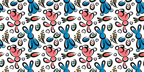 Linear Pattern with bunnies and carrots for Easter