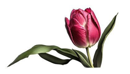 isolated hot pink tulip, summer, spring, flower, illustration, transparent background, png, horizontal, vertical, floral, generative ai