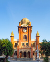 Fototapeta na wymiar Mahatma Gandhi Hall. Ghanta Ghar, Indore, Madhya Pradesh. Also Known as King Edward Hall. Indian Architecture.