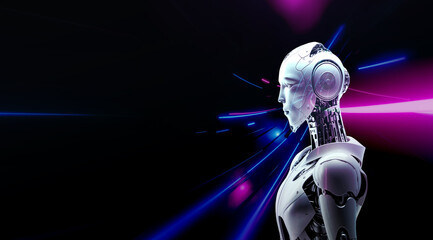 AI robot header. Artificial Intelligence concept illustration.