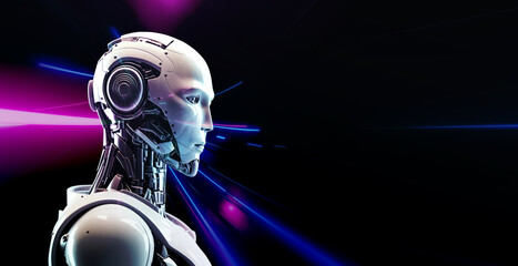 AI robot header. Artificial Intelligence concept illustration.