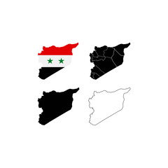 Syria map flag vector illustration