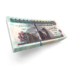 Money 100 Egyptian pounds 3d Egyptian-banknotes of 100 bills on white background - obrazy, fototapety, plakaty