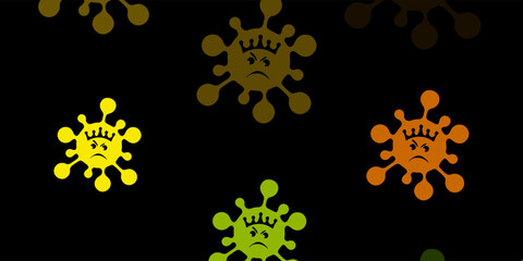Dark green, yellow vector template with flu signs.