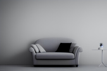 Gray sofa in a living room