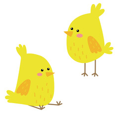 Cute Easter chickens. vector illustration of yellow chicks for easter design.
