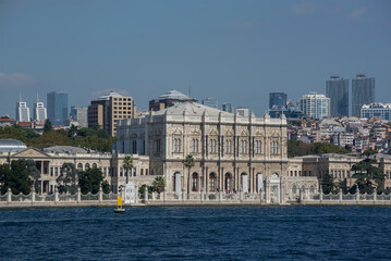 Dolmabahce Palace view from the Bosphorus - Istanbul, Turkey. Last Residence of Sultans of the Ottoman Empire.