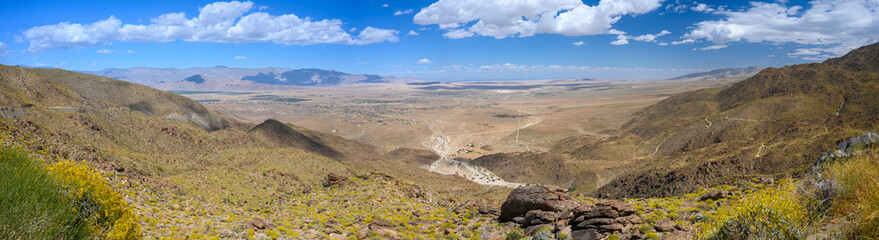 Panoramic view from Montezuma Valley Road Lookout, Anza Borrego. Borrego Springs, California, USA
