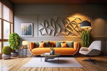 modern interior design, room in beautiful lighting, generative ai
