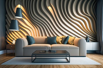 modern interior design, room in beautiful lighting, generative ai