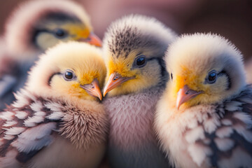 A group of baby chicks cuddled together