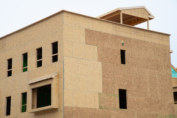 new condominium or apartment construction wood plywood house