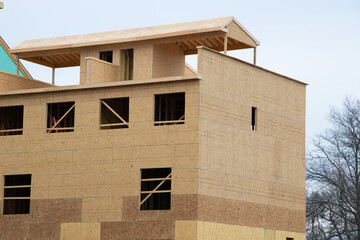 walls and roof of a new plywood apartment