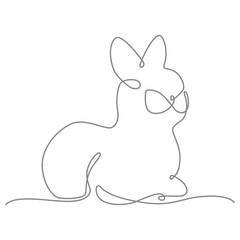 Easter bunny continues line hand draw element. 