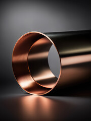 Copper tube on dark background, generative ai