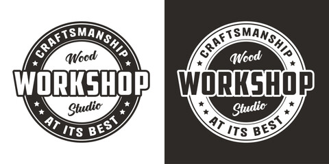 Logo or emblem for carpentry or wood carving. Design for jointer and carpenter or workshop or woodworking