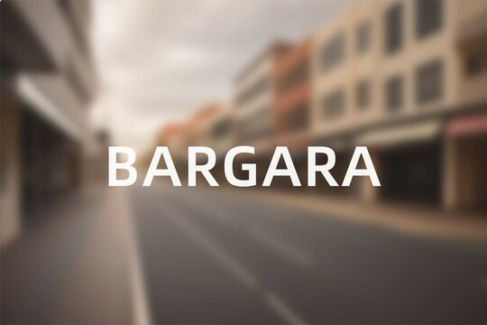 Bargara: Der Name der australischen Stadt Bargara in der Region Queensland vor einem Foto des Ortes