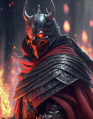 Surreal illustration of a knight dark character