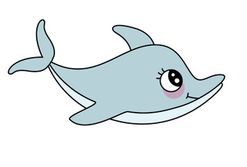 Dolphin. Cute sea, ocean animal vector illustration