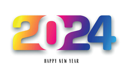 Happy new year 2024 vector illustration. Colorful design, trendy style, 2024 calendar - obrazy, fototapety, plakaty