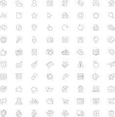 Vector set of universal line icons. Collection of web, communication, business and finance outline icons.