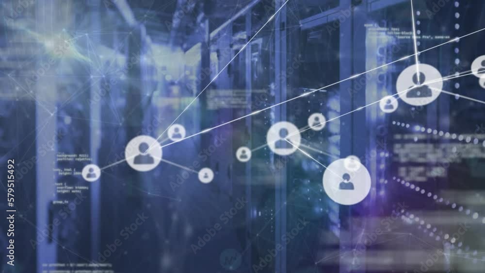Poster animation of network of connections over computer servers