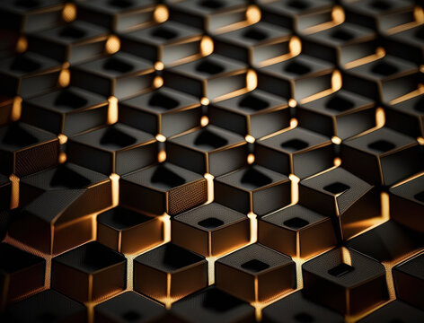 3D Futuristic cubes background Abstract geometric mosaic Square tiles pattern created with Generative AI technology