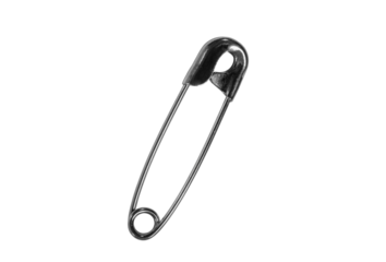 Safety pin macro detail isolated with cut out background.