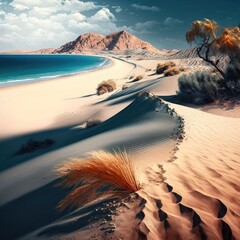 Hills of Sand: A Majestic Landscape of Earthy Tones and Rolling Dunes, Captured in Stunning Detail - obrazy, fototapety, plakaty