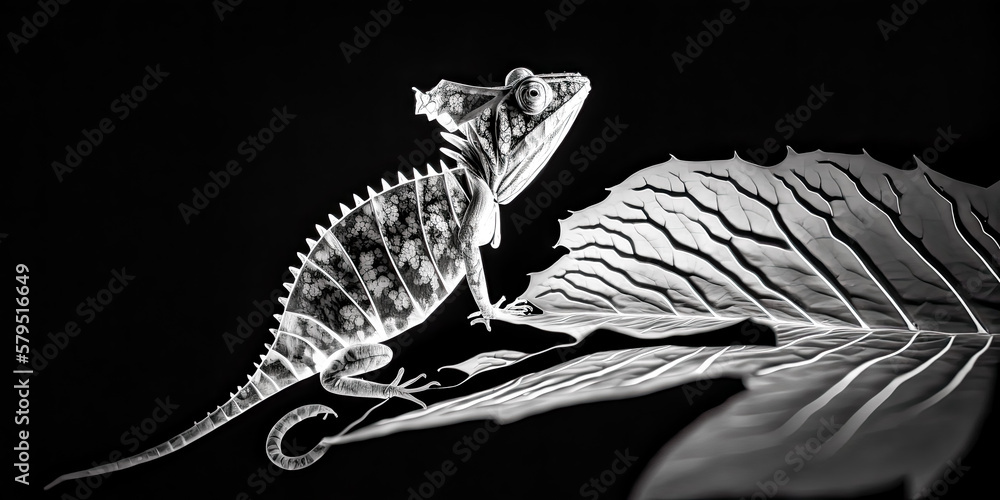 Poster the negative space of a furcifer pardalis' tail is highlighted, revealing its intricate scales. - ge