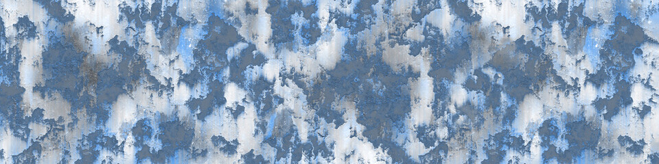 Blue putty texture. Blue and grey textured wall putty. Rough concrete wall. Panorama format.