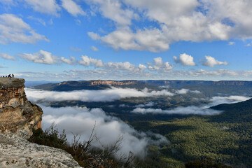 Mist in the valley at Lincolns Rock in the Blue Mountains of Australia