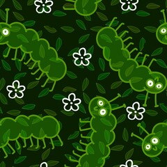 Cartoon summer animals seamless caterpillars pattern for notebooks and wrapping paper and kids clothes print