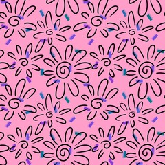 Floral seamless flower pattern for fabrics and textiles and packaging and gifts and cards and linens and kids
