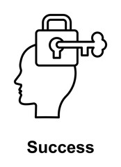 Key, lock brain icon illustration design art